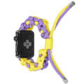 For Apple Watch Ultra 2 49mm Screw Nut Dual-Color Braided Paracord Watch Band(Purple Yellow)