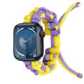 For Apple Watch Series 9 45mm Screw Nut Dual-Color Braided Paracord Watch Band(Purple Yellow)