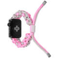 For Apple Watch Series 9 45mm Screw Nut Dual-Color Braided Paracord Watch Band(Silver Pink)