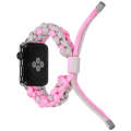 For Apple Watch Series 9 41mm Screw Nut Dual-Color Braided Paracord Watch Band(Silver Pink)