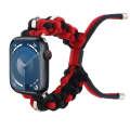 For Apple Watch Series 8 45mm Screw Nut Dual-Color Braided Paracord Watch Band(Black Red)