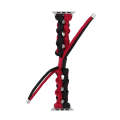 For Apple Watch SE 2022 44mm Screw Nut Dual-Color Braided Paracord Watch Band(Black Red)