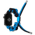 For Apple Watch Series 7 45mm Screw Nut Dual-Color Braided Paracord Watch Band(Black Blue)