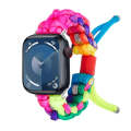 For Apple Watch SE 40mm Screw Nut Dual-Color Braided Paracord Watch Band(Rainbow)