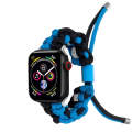 For Apple Watch Series 5 44mm Screw Nut Dual-Color Braided Paracord Watch Band(Black Blue)