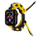 For Apple Watch Series 5 44mm Screw Nut Dual-Color Braided Paracord Watch Band(Black Yellow)