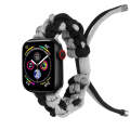 For Apple Watch Series 5 44mm Screw Nut Dual-Color Braided Paracord Watch Band(Black Grey)