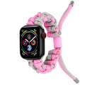 For Apple Watch Series 4 44mm Screw Nut Dual-Color Braided Paracord Watch Band(Silver Pink)