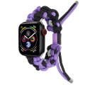 For Apple Watch Series 3 38mm Screw Nut Dual-Color Braided Paracord Watch Band(Black Purple)
