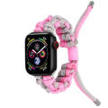 For Apple Watch Series 2 42mm Screw Nut Dual-Color Braided Paracord Watch Band(Silver Pink)