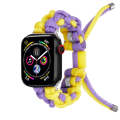 For Apple Watch Series 2 38mm Screw Nut Dual-Color Braided Paracord Watch Band(Purple Yellow)