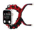 For Apple Watch 38mm Screw Nut Dual-Color Braided Paracord Watch Band(Black Red)