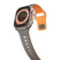 For Apple Watch SE 2023 44mm Wave Texture Reverse Buckle Silicone Watch Band(Space Grey Orange)