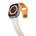 For Apple Watch Series 8 45mm Wave Texture Reverse Buckle Silicone Watch Band(Starlight Orange)