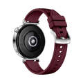 For Huawei Watch GT 4 18mm Texture Silver Buckle Silicone Watch Band(Wine Red)
