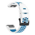For Garmin Fenix 7X 26mm Three Rows Hole Two Color Silicone Watch Band(White Blue)