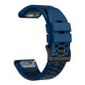 For Garmin Fenix 7X 26mm Three Rows Hole Two Color Silicone Watch Band(Royal Blue Black)