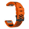 For Garmin Fenix 7X 26mm Three Rows Hole Two Color Silicone Watch Band(Orange Black)