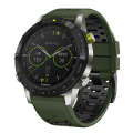 For Garmin Fenix 7X 26mm Three Rows Hole Two Color Silicone Watch Band(Army Green Black)