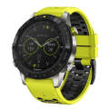 For Garmin Fenix 7X 26mm Three Rows Hole Two Color Silicone Watch Band(Lime Green Black)