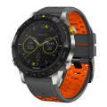 For Garmin Fenix 7X 26mm Three Rows Hole Two Color Silicone Watch Band(Dark Grey Orange)