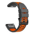 For Garmin Fenix 7X 26mm Three Rows Hole Two Color Silicone Watch Band(Dark Grey Orange)
