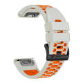 For Garmin Fenix 7X 26mm Three Rows Hole Two Color Silicone Watch Band(Light Grey Orange)