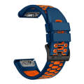 For Garmin Fenix 7 22mm Three Rows Hole Two Color Silicone Watch Band(Royal Blue Orange)