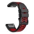 For Garmin Fenix 7 22mm Three Rows Hole Two Color Silicone Watch Band(Black Red)