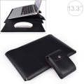 PU05 Sleeve Leather Case Carrying Bag with Small Storage Bag for 13.3 inch Laptop(Black)