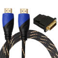 1.8m HDMI 1.4 Version 1080P Woven Net Line Blue Black Head HDMI Male to HDMI Male Audio Video Con...