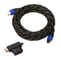 5m HDMI 1.4 Version 1080P Woven Net Line Blue Black Head HDMI Male to HDMI Male Audio Video Conne...