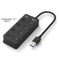 Onten 5301 USB 3.0 Male to 4 USB 2.0 Female Splitter Extender with Independent Switch