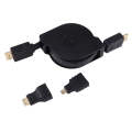 1m HDMI Male to HDMI Male Retractable Video Audio Connector Adapter Cable with Mini HDMI & Micro ...