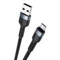 IVON CA88 12W 2.4A USB to Micro USB Nylon Braid Fast Charge Data Cable, Cable Length: 1m (Black)