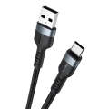 IVON CA88 12W 2.4A USB to USB-C / Type-C Nylon Braid Fast Charge Data Cable, Cable Length: 1m(Black)