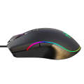 HXSJ A867 USB 6400DPI Four-speed Adjustable RGB Illuminate Wired E-sport Gaming Mouse, Length: 1.5m
