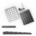 N970 Pro Dual Modes Aluminum Alloy Rechargeable Wireless Bluetooth Numeric Keyboard with USB HUB ...