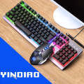 YINDIAO K002 USB Wired Mechanical Feel Sound Control RGB Backlight Keyboard + Optical Silent Mous...