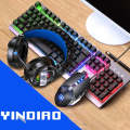 YINDIAO K002 USB Wired Mechanical Feel RGB Backlight Keyboard + Optical Silent Mouse + Headset Se...
