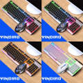 YINDIAO K002 USB Wired Mechanical Feel RGB Backlight Keyboard + Optical Mouse + Headset Set(White)