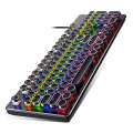 YINDIAO Electroplating Punk Mixed Light USB Mechanical Gaming Wired Keyboard, Tea Shaft (Black)