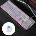YINDIAO Classic Square Keys Mixed Light USB Mechanical Gaming Wired Keyboard, Blue Shaft (White)