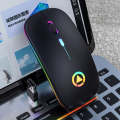 YINDIAO A2 2.4GHz 1600DPI 3-modes Adjustable RGB Light Rechargeable Wireless Silent Mouse (Black)