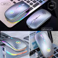 YINDIAO A2 2.4GHz 1600DPI 3-modes Adjustable RGB Light Rechargeable Wireless Silent Mouse (Grey)