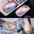 YINDIAO A2 2.4GHz 1600DPI 3-modes Adjustable RGB Light Rechargeable Wireless Silent Mouse (Rose G...