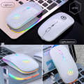 YINDIAO A2 2.4GHz 1600DPI 3-modes Adjustable RGB Light Rechargeable Wireless Silent Mouse (White)