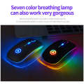YINDIAO A2 2.4GHz 1600DPI 3-modes Adjustable RGB Light Rechargeable Wireless Silent Mouse (Grey)