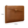 Universal Genuine Leather Business Laptop Tablet Zipper Bag For 13.3 inch and Below(Coffee)