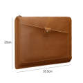 Universal Genuine Leather Business Zipper Laptop Tablet Bag For 15.4 inch and Below(Coffee)